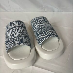 Love Moschino Women’s Sabot Mule – Blue & White, Size 37